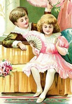 1910 Embossed Christmas Postcard Victorian Boy And Girl - $21.78