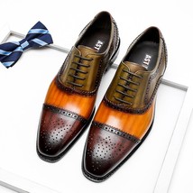 Men Wingtip Leather Oxford  Pointed Toe Laces Up Dress Brogues Wedding Business  - £147.39 GBP