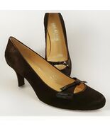 Anne Klein Pony Hair Low Heels Womens 9.5 M Black Patent Bow Pumps Italy - €36,25 EUR
