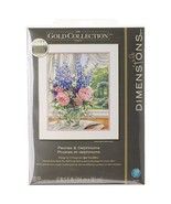 Dimensions &#39;Peonies and Delphiniums&#39; Floral Counted Cross Stitch Kit, Wh... - £51.19 GBP