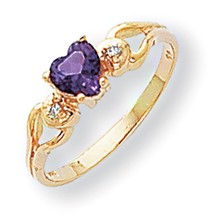 14K Gold Polished .02Ct. Diamond &amp; 5mm Heart Gemstone Ring Jewelry Mounting Size - £183.04 GBP