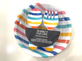 Market Square 3pc Melamine Serving Set NEW Multicolor Stripes - $28.04