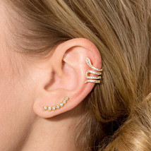 Snake Ear Cuffs with Signity CZs sterling silver snake ear cuff no piercing gold - £67.57 GBP