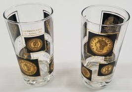 BB) Set 2 Vintage Culver Coin Highball Glasses Barware Belgium France It... - $19.79