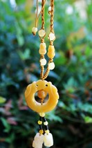 Big Adjustable Yellow Jade Beaded Dragon Protect Treasury Donut Circle N... - $334.58 MXN