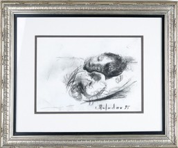 Leonid Balaklav Untitled (Children&#39;s Sleeping) Charcoal On Paper Signed ... - $1,974.84