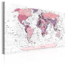 Tiptophomedecor Stretched Canvas World Map Art - Pink Frontiers - Stretched &amp; Fr - £63.94 GBP+