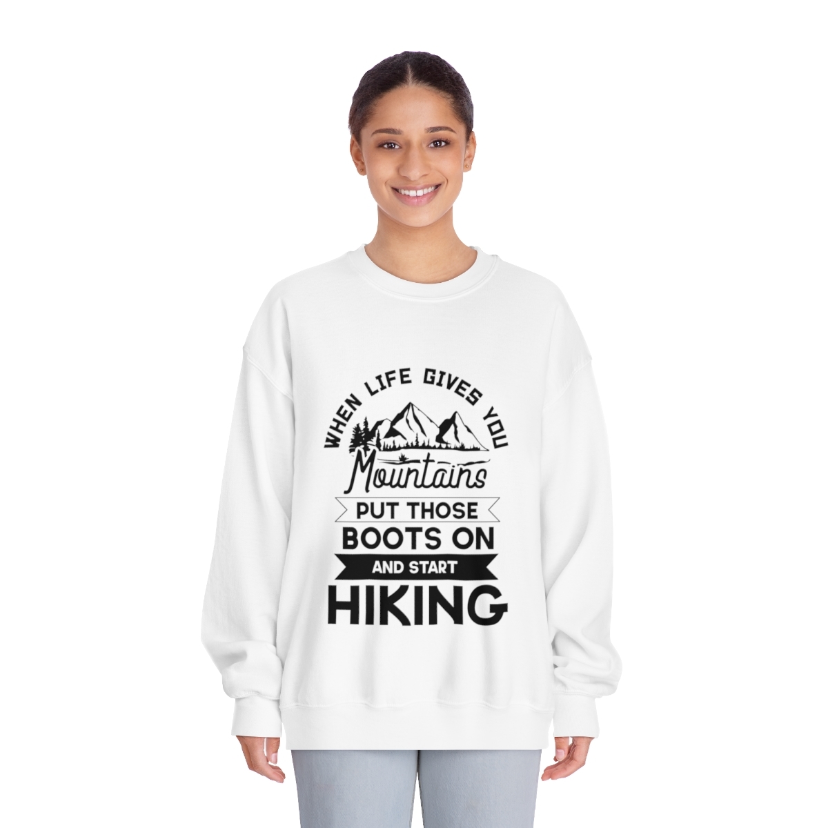 Primary image for Unisex DryBlend® Crewneck Sweatshirt - Hike and Conquer Mountains