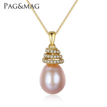 S925 Sterling Silver Necklace Women Freshwater Pearl Fashion Pearl Pendant Neckl - £20.53 GBP