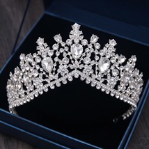 Baroque Bronze Black Green Crystal Bridal Tiaras Crown Vintage Rhinestone Diadem - £18.85 GBP