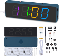 Soldering Practice Kit,4-Digit Digital Alarm Clock Kit with RGB Colorful Modes,L - £20.40 GBP