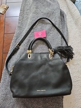 Vince Camuto Black Bag with Tassel Shoulder Bag w/ Handles - Leather - $52.50