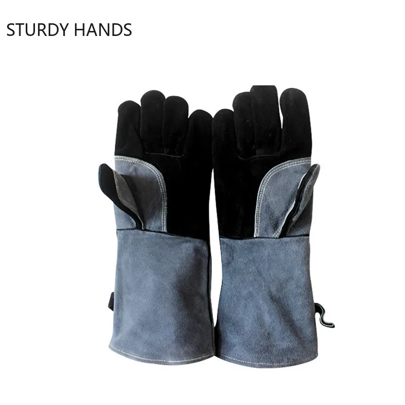 hide Welding Gloves Aluminum Foil Anti-heat Gloves Welder Work Gloves Kitchen An - £131.25 GBP