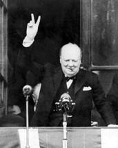 Sir Winston Churchill B&amp;W 16x20 Canvas Giclee &#39;V&#39; For Victory - £55.35 GBP