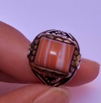 RING, STONE AQEEQ ,Yemeni Agate Yemen, Size 09 Us, Akik aqiq, Sterling Silver 92 - £38.25 GBP