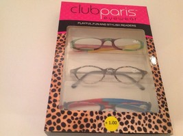 Club Paris Eyewear Reading Glasses +1.00 Strength Stylish 3 Pair Multicolor - £10.83 GBP