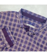 Luchiano Visconti Black Shirt Mens 3XL Purple Plaid Modal Cotton Flip Cuff - $21.94