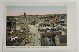 MA Copper Window Bird&#39;s Eye View of Worcester from State Mutual Postcard... - £11.53 GBP