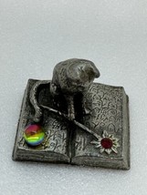 Vintage 1992 Gallo Cat Sitting On Book Of Spells Crystal Ball Pewter Figurine - £18.23 GBP
