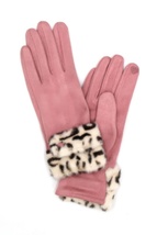  Leopard Faux Fur Cuff Smart Touch Gloves - $27.75