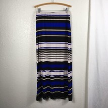 Eci Skirt Womens Medium Straight Elastic Waist Horizontal Stripes Blue B... - £15.81 GBP