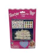 VINTAGE 1997 BARBIE FINGERTIP FUN FAKE NAILS + PRESS ON PUFFY GEM EARRIN... - $14.25
