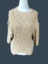 NEW DIRECTIONS LADIES TAN ASYMMETRICAL CABLE KNIT PALM LIFE TOP SWEATER ... - £40.99 GBP