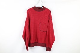 Vintage 90s Levis Mens Size Medium Faded Striped Mock Neck Pullover Sweater Red - £43.61 GBP