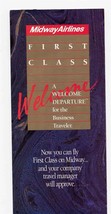 Midway Airlines First Class Welcome Brochure 1991 Business Traveler. - $17.82