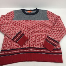 Joe Fresh Women&#39;s Red Knit Christmas Holiday Sweater Gray Black White Size Large - £15.92 GBP