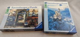 Lot of 2 Ravensburger 1500 pc Puzzles Passage to Paris & Neuschwanstein Winter - $29.65