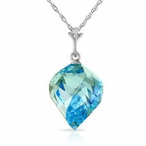 13.9 Carat 14K Solid White Gold Necklace Twisted Briolette Blue Topaz 14&quot;-24&quot; - £360.97 GBP