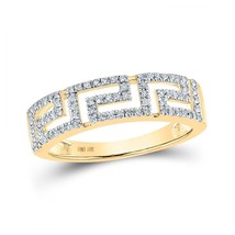 Diamond Ring Wedding Band Greek Key 10K Yellow Gold 1/5cttw - £315.72 GBP