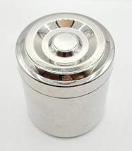 Chrome Round Container Canister Holder 3.75&quot; Tall X 3.25&quot;Wide with Lid G... - $15.50
