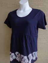  Being Casual Large Cotton Blend Jersey Knit S/S Baby Doll Top  Navy - £8.90 GBP