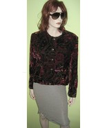 Vintage WOMEN&#39;S Ladies PRINCIPLES Velvet Floral Cropped Blazer Tunic Sz 10 - £27.33 GBP