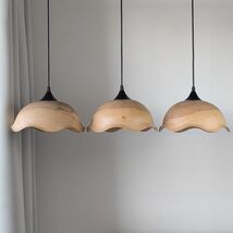 Set of 3 unique natural wood lamps Wooden pendant lamp dining room light... - $650.00