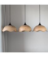 Set of 3 unique natural wood lamps Wooden pendant lamp dining room light... - $650.00