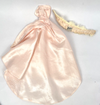 Vintage Barbie Doll Enchanted Evening 1960s Dress Fur Stole Pink Satin 983 - £23.45 GBP