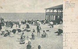 Oc EAN Grove Nj New Jersey~Bathing Scene At LILLIGORE&#39;S~1905 Postcard - £3.77 GBP