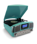 Trexonic Retro Wireless Bluetooth, Record and CD Player in Turquoise - $223.17 CAD