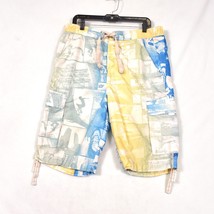 WXY Men&#39;s Swim Trunks Yellow Grey Blue Size Medium Board Shorts Suffer Dude - $14.19