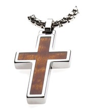 Tungsten Cross Pendant with 4mm Surgical - $292.51