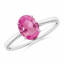 ANGARA Oval Solitaire Pink Sapphire Cocktail Ring for Women in 14K Solid Gold - £1,529.24 GBP