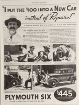 1933 Print Ad Plymouth Six Four Door Cars $445 FOB Detroit,Michigan - £14.56 GBP