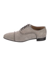 Christian Louboutin Eton Flat Veau Suede Velour Spike Accent Brogues Sho... - $341.55
