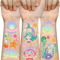 Mermaid Temporary Tattoo for Kids 85 Designs Glitter Fake Tattoos Gift for Boy G - £16.64 GBP