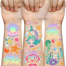 Mermaid Temporary Tattoo for Kids 85 Designs Glitter Fake Tattoos Gift for Boy G - £16.45 GBP