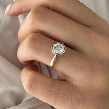 Lab Grown 1 CT Round Brilliant Diamond Solitaire Ring Bezel Set Engageme... - $1,100.00