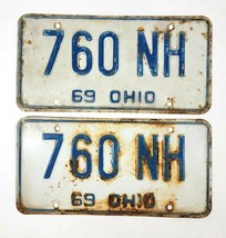 1969 Ohio License Plates Matching Set 760 NH - £28.77 GBP